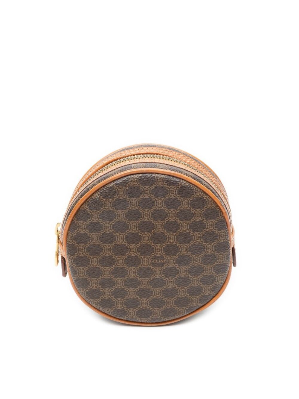 Celine Mini Round Pouch Brown Macadam Canvas